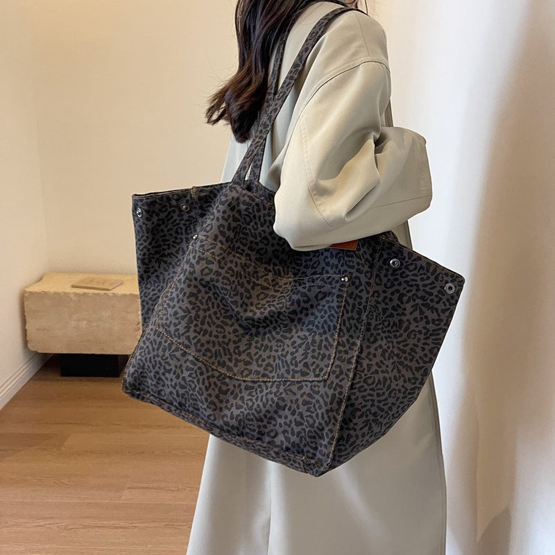 Womens Stylish High-Capacity One-Shoulder Canvas Bag