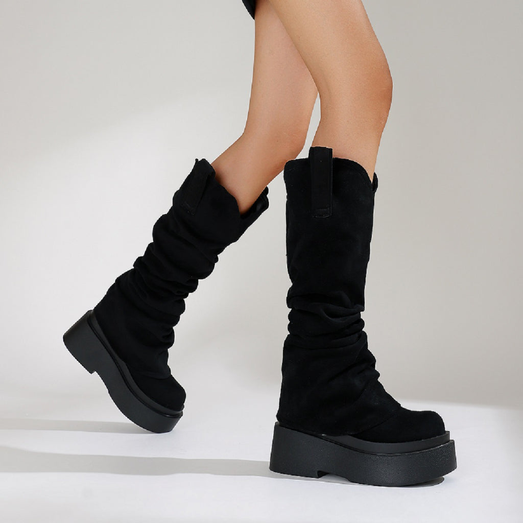 European And American Womens Chunky High Boots