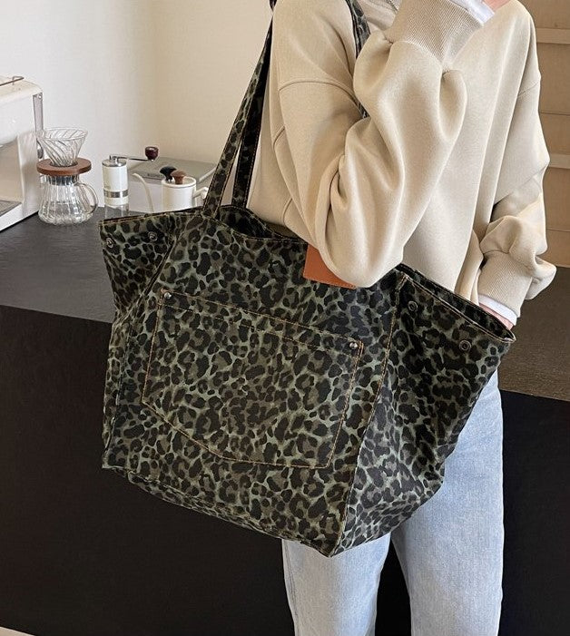 Womens Stylish High-Capacity One-Shoulder Canvas Bag