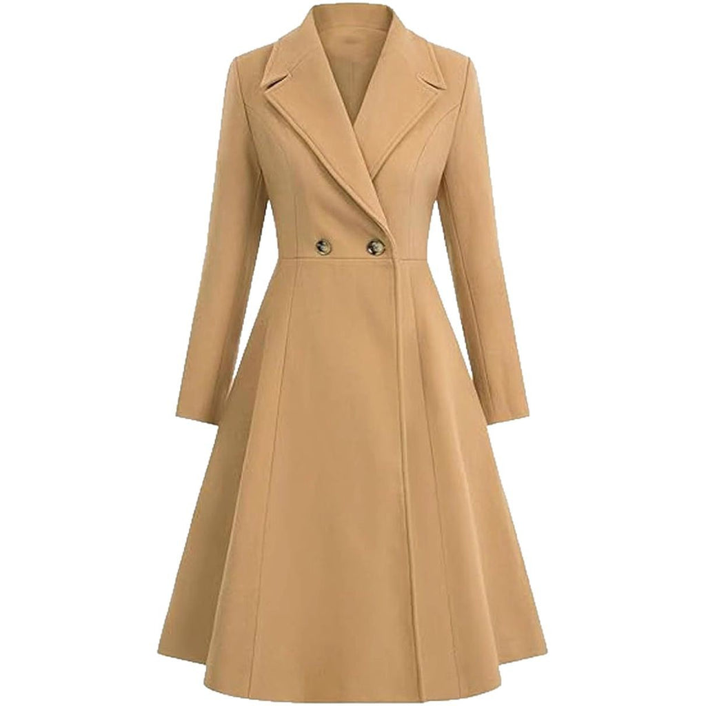 Women's Long Lapel Double Breasted Trench Coat