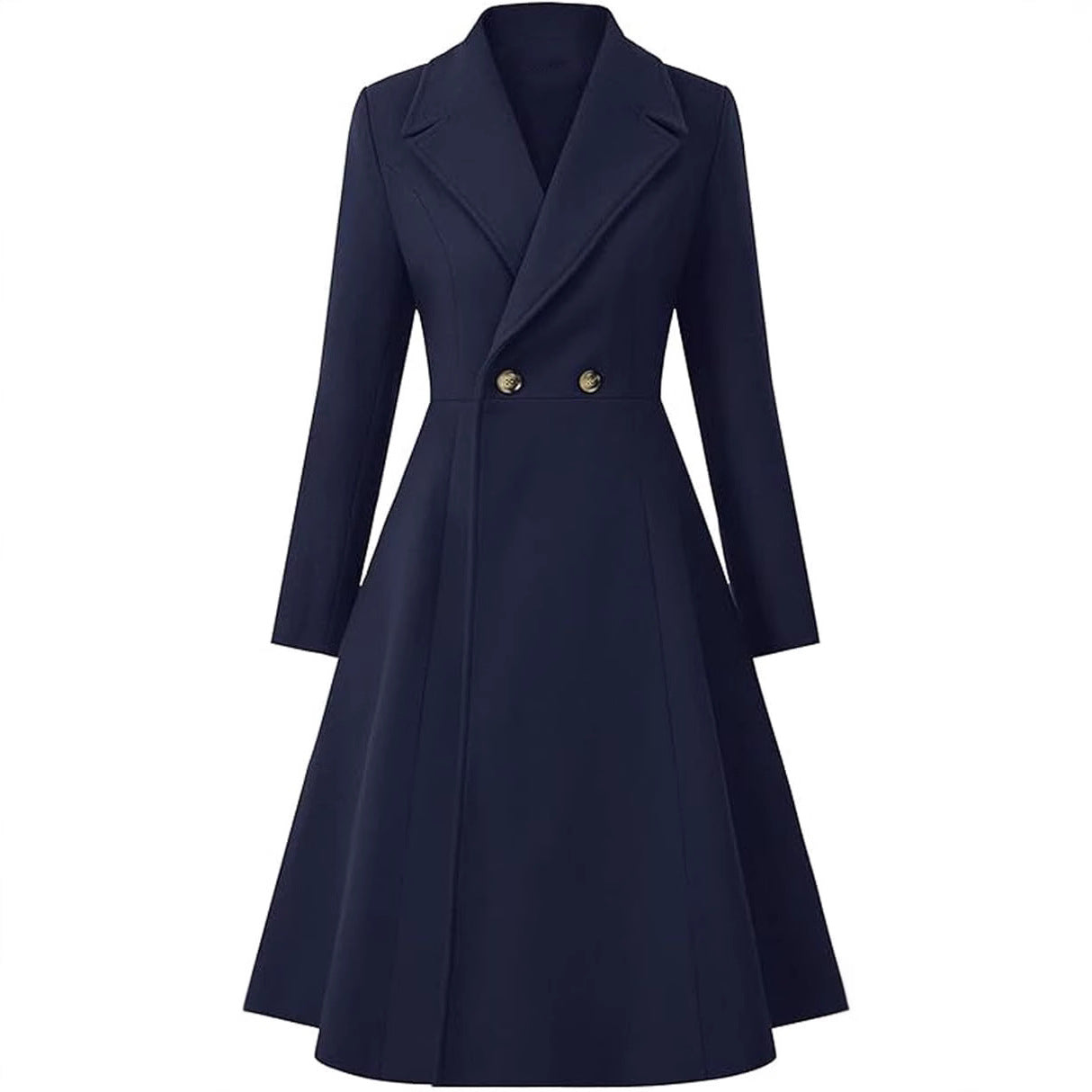 Women's Long Lapel Double Breasted Trench Coat