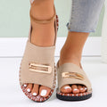 Womens Fabric Strap Flat Sandals